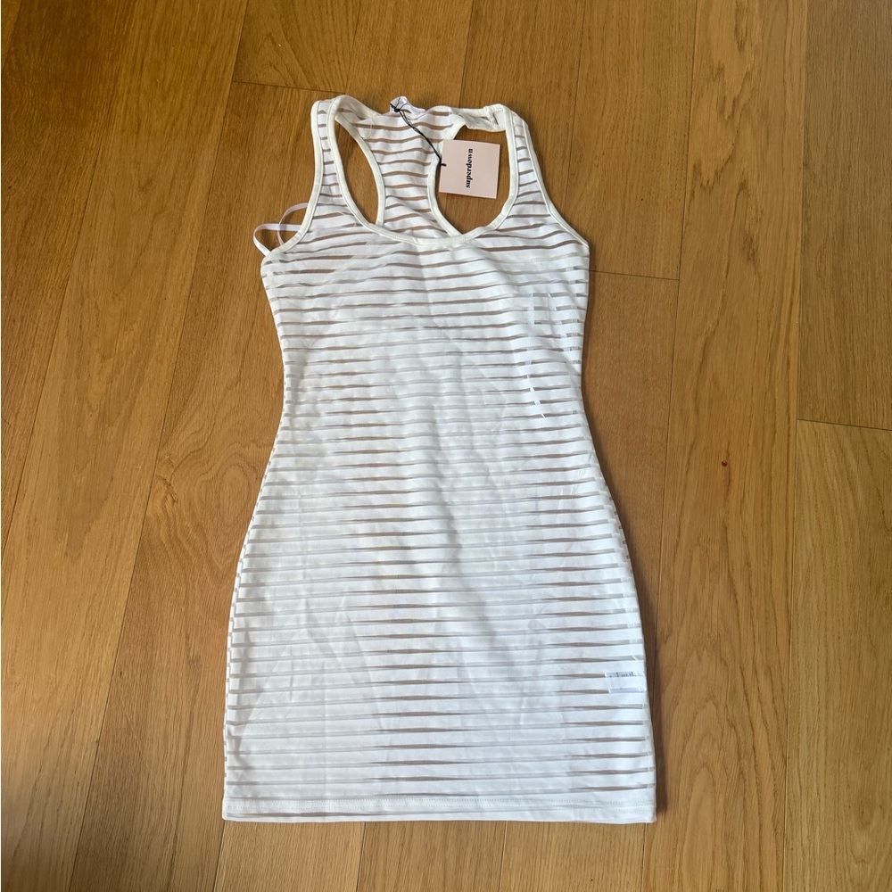 Superdown white striped beach dress